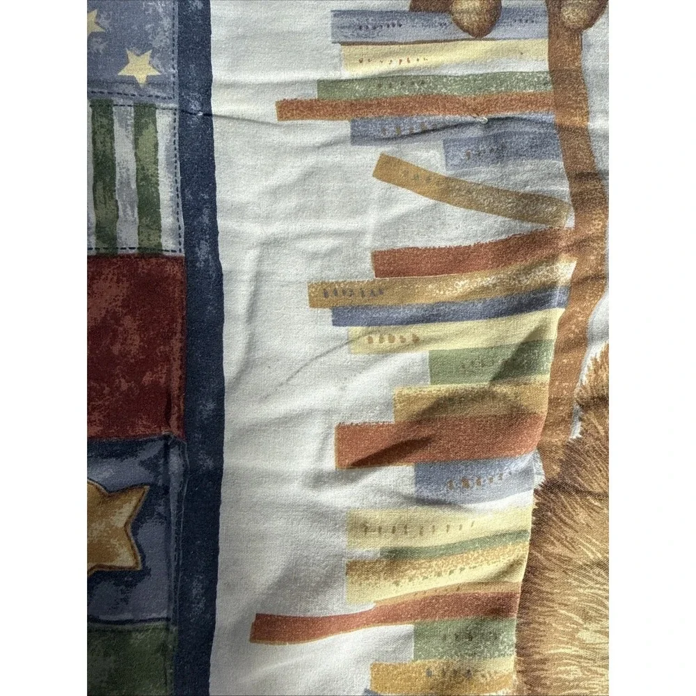 Vintage Handmade Teddy Bear‎ Baby Quilt 5'x3' Satin Backing W/ Imperfections